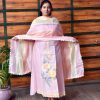 Soft Pink Kota Doria Suit Set with Floral Motif and Pastel Dupatta