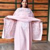 Classic Grey Linen Embroidered Suit with Rose Motifs