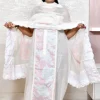 White & Pink Kota Doria Suit with Floral Prints