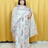 Pastel Printed Kota Doria Cotton Suit with Dupatta – Floral & Leaf Motif