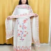 White Kota Doria Suit with Multicolor Floral Design