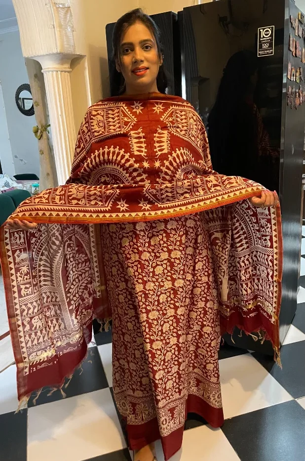 Exclusive Handcrafted Mul Chanderi Suit Set